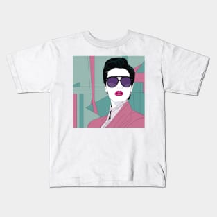 Pink Panache Art Deco 80s Patrick Nagel Kids T-Shirt